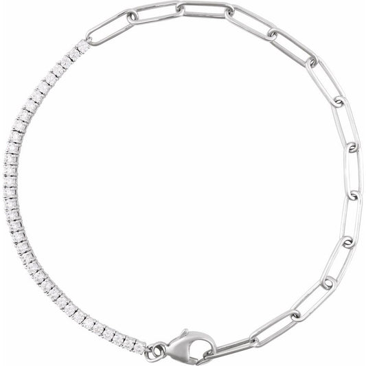 14k 1 CT Diamond Line/Paperclip Braclet