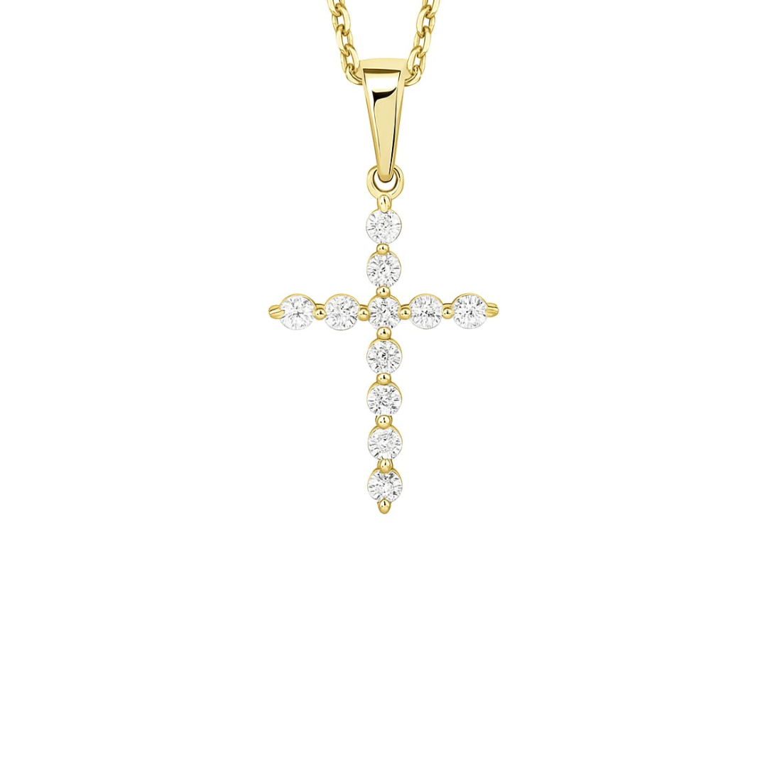 Diamond Cross Pendant in Yellow Gold