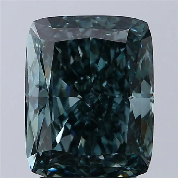 2.25ct Cushion brilliant Lab Grown Diamond (Colour Fancy Vivid Green Blue, Clarity VS2, IGI Certified)