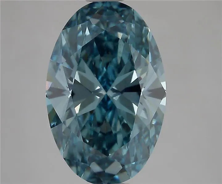 3.09ct Oval Lab Grown Diamond (Colour Fancy Vivid Blue, Clarity VS1, IGI Certified)