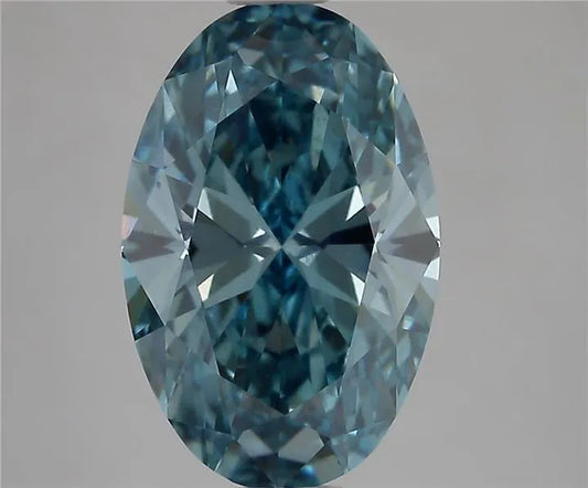 3.09ct Oval Lab Grown Diamond (Colour Fancy Vivid Blue, Clarity VS1, IGI Certified)