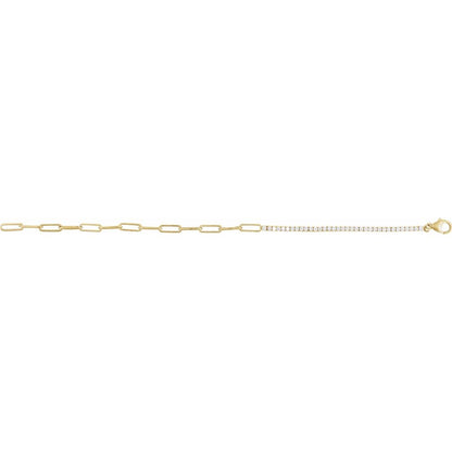 14k 1 CT Diamond Line/Paperclip Braclet