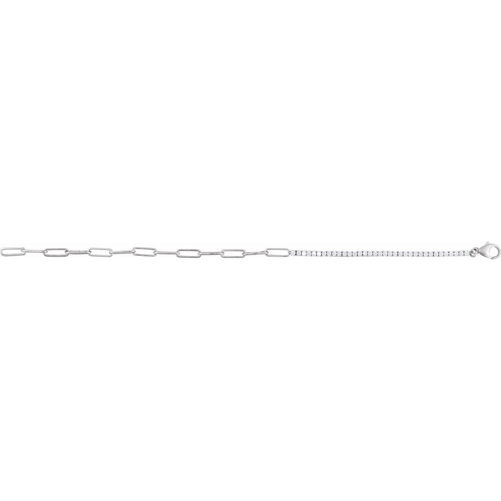 14k 1 CT Diamond Line/Paperclip Braclet