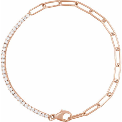 14k 1 CT Diamond Line/Paperclip Braclet