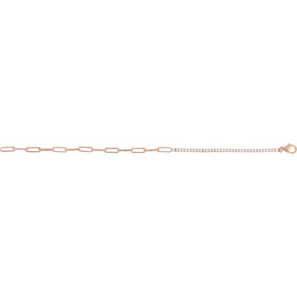 14k 1 CT Diamond Line/Paperclip Braclet