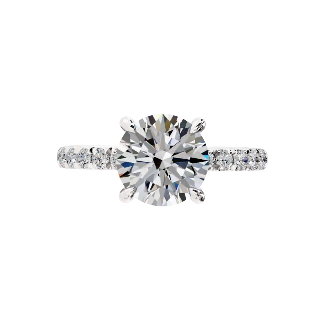 Round Diamond Engagement Ring in White Gold