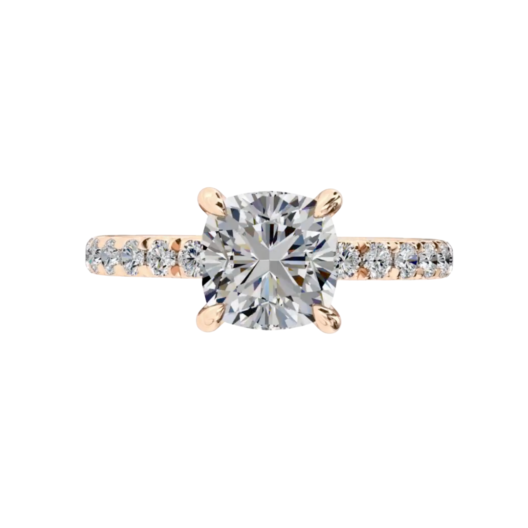 Cushion Diamond Engagement Ring in Rose Gold