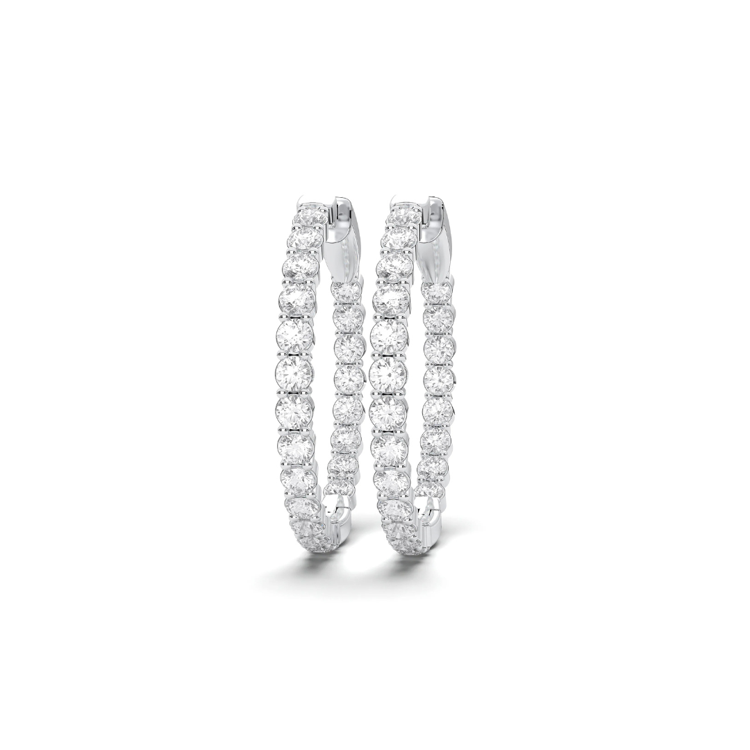 Diamond Inside Out Hoops in White Gold