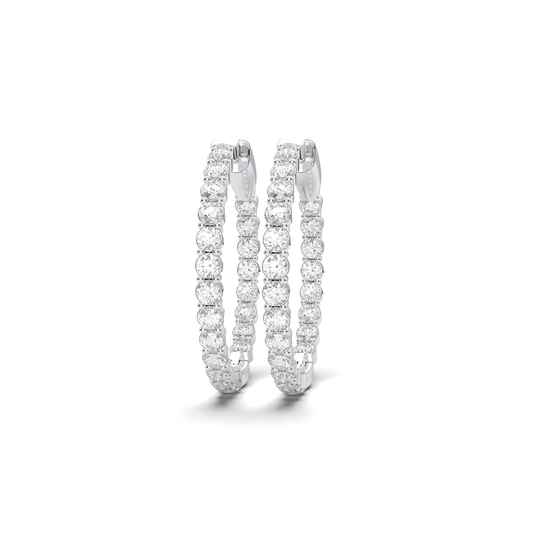 Diamond Inside Out Hoops in White Gold
