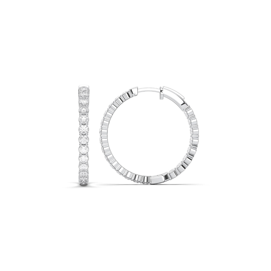 Diamond Inside Out Hoops in White Gold