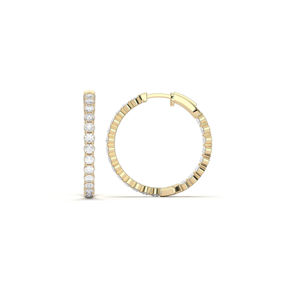 Diamond Inside Out Hoops in Yellow Gold