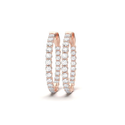 Diamond Inside Out Hoops in Rose Gold