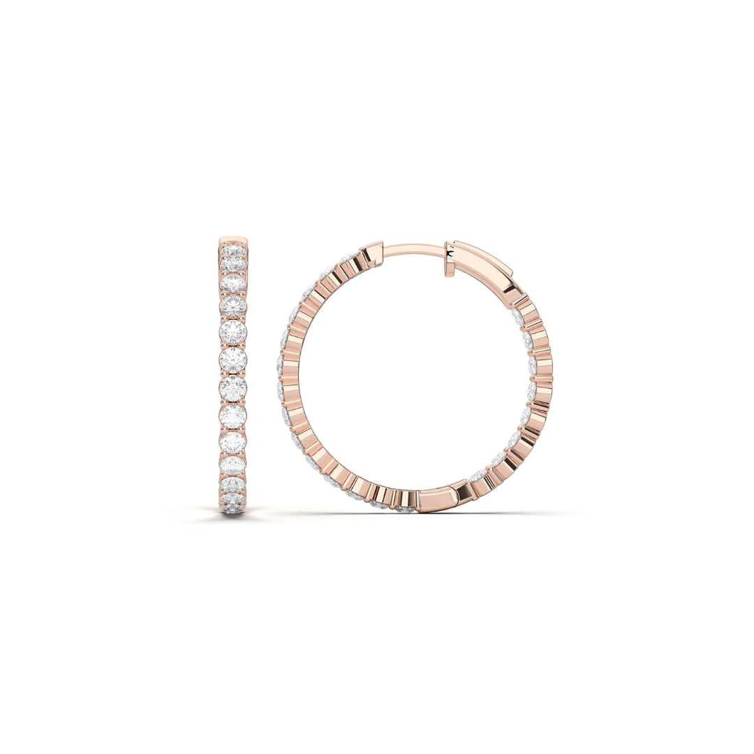 Diamond Inside Out Hoops in Rose Gold