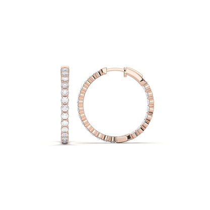 Diamond Inside Out Hoops in Rose Gold