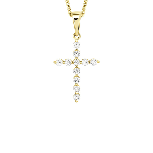 Diamond Cross Pendant in Yellow Gold