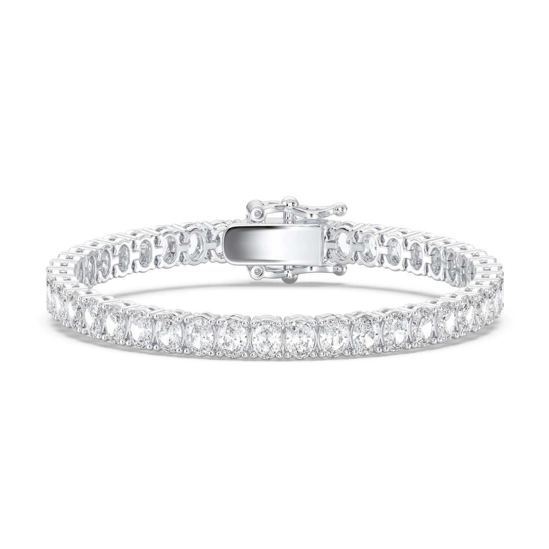 Oval Diamond Tennis Bracelet in White Gold