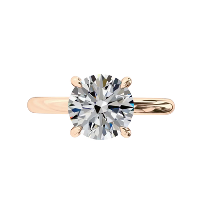 Round Diamond Basket Solitaire Engagement Ring in Rose Gold