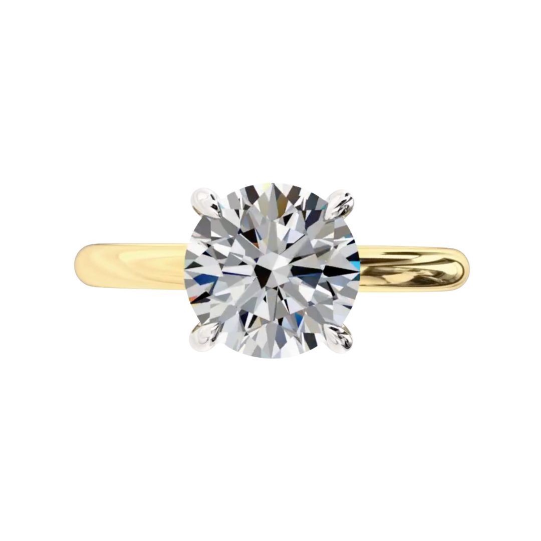 Round Diamond Basket Solitaire Engagement Ring in Two-Tone Gold