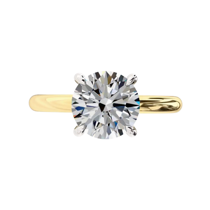 Round Diamond Basket Solitaire Engagement Ring in Two-Tone Gold