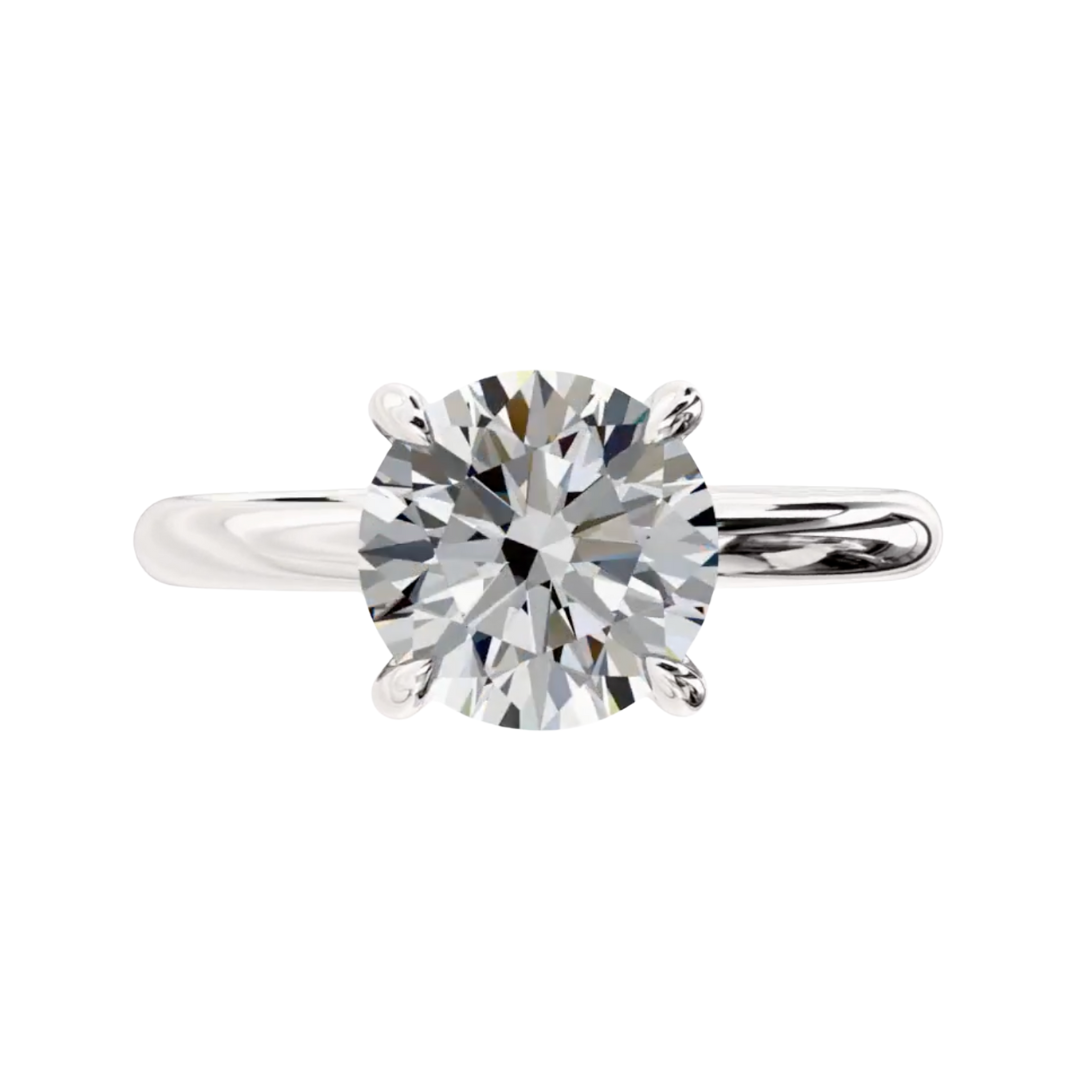Round Diamond Basket Solitaire Engagement Ring in White Gold