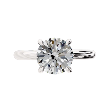 Round Diamond Basket Solitaire Engagement Ring in White Gold