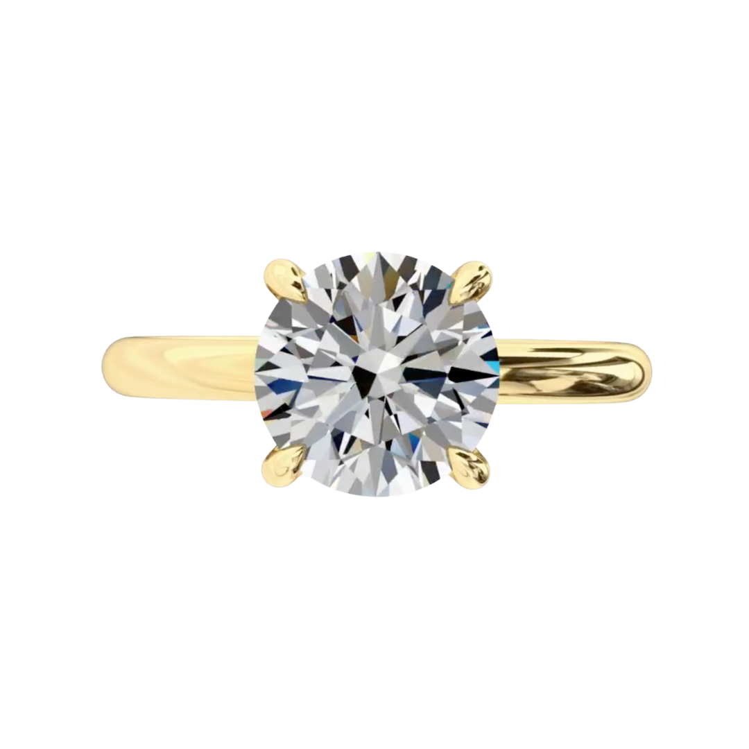 Round Diamond Basket Solitaire Engagement Ring in Yellow Gold