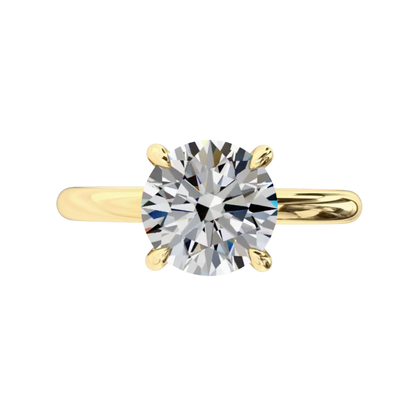 Round Diamond Basket Solitaire Engagement Ring in Yellow Gold