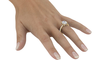 Basket Set Ring With Hidden Halo & Diamond Prongs
