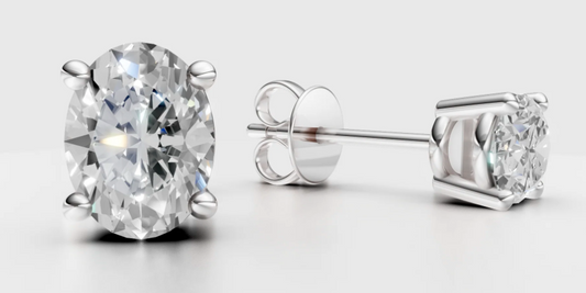4 Prong Oval Studs