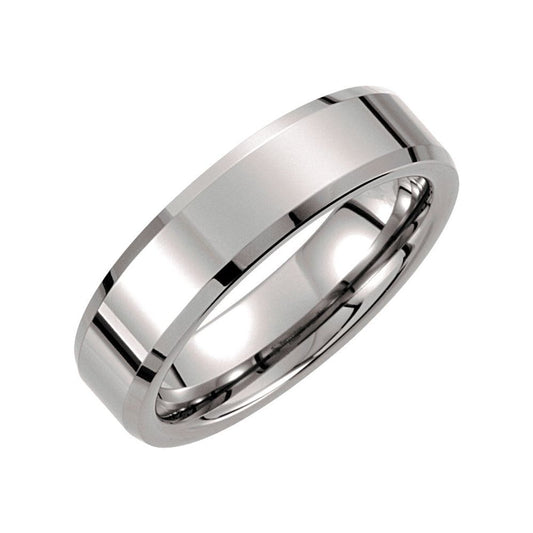 Tungsten Beveled Edge Band