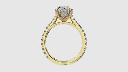 Cathedral Ring With Hidden Halo & Diamond Prongs