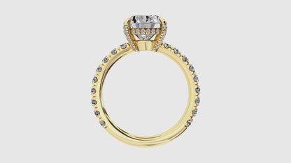 Basket Set Ring With Hidden Halo & Diamond Prongs